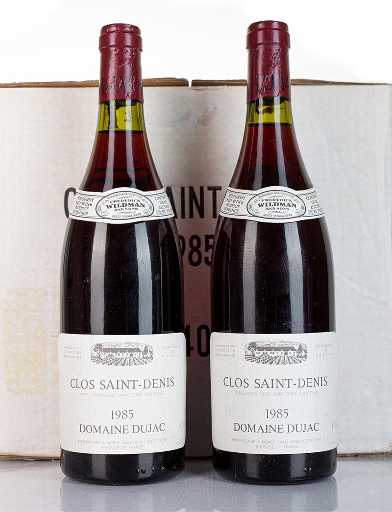 Lot 185: 12 bottles 1985 Dujac Clos St. Denis in ocb